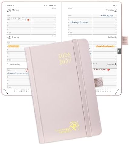 POPRUN 2026-2027 Academic Small Weekly Planner, 4" x 6.25" Purse Calendar