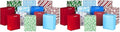 Hallmark Christmas Gift Bags Assorted Sizes (12 Bags: 5 Medium 8", 4 Large 11", 3 Extra Large 14") Red, Blue, Green, Solids, Snowflakes, Stripes (Pack of 2)