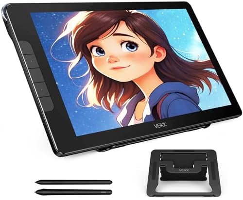VEIKK Studio 16 Drawing Tablet with Screen 15.6" Digital Drawing Pad Full-Laminated Screen with 16384 Levels Battery Free Pen and Adjustable Stand (125% sRGB)