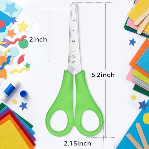 Honoson 150 Pack Student Scissors Bulk with Ruler Blade,Green