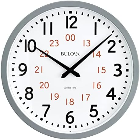 Bulova Atomic Analog Wall Clock Model C5003 Atomic Time 1, Sets Automatically, Quartz Battery
