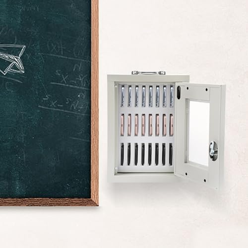 24 Slots Aluminum Alloy Pocket Chart Storage Cabinet,Cell Phones Storage Cabinet,Wall-Mounted with a Locked,Can be Carried by Hand