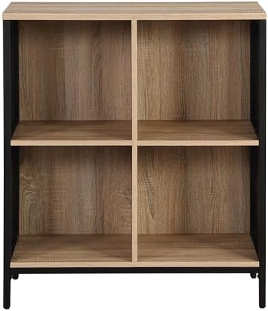OSP Home Furnishings Ace Contemporary Modern Storage Bookcase with Shelves, 2- Shelves, 4 Cubes, River Oak Finish
