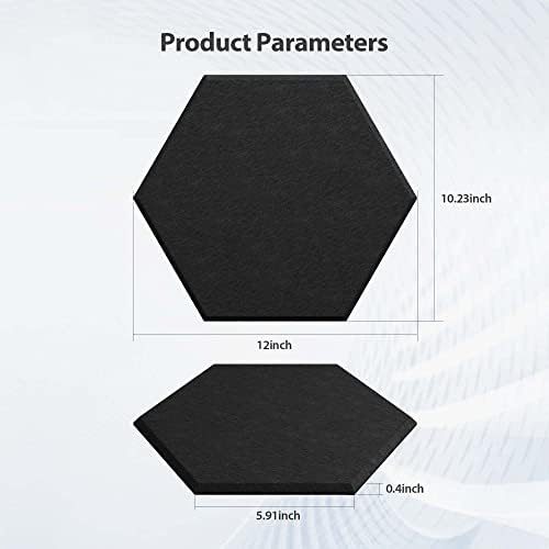 12 Pack Hexagon Acoustic Panels Self Adhesive Sound Proof Foam(Black)