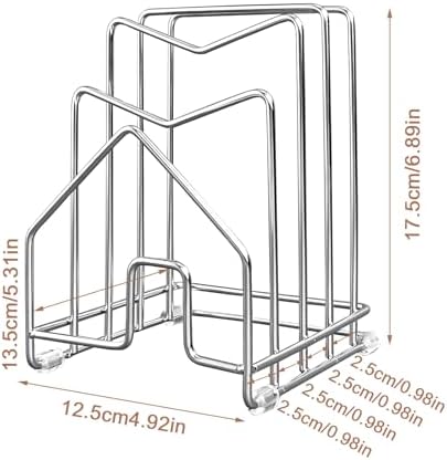 Pot Lid Organizer Cutting Board Holder Inside Cabinet 304 Stainless Steel Pots and Pan Organizer Under Cabinet Pot Cover Cookie Sheet Bakeware Serving Tray Cooling Rack Stand Kitchen Countertop