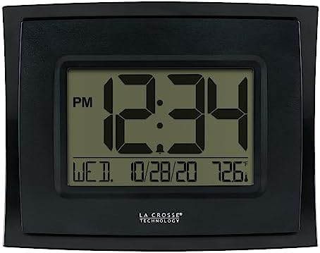 La Crosse Technology WT-8002U-B-INT Digital Black Clock with Indoor Temperature