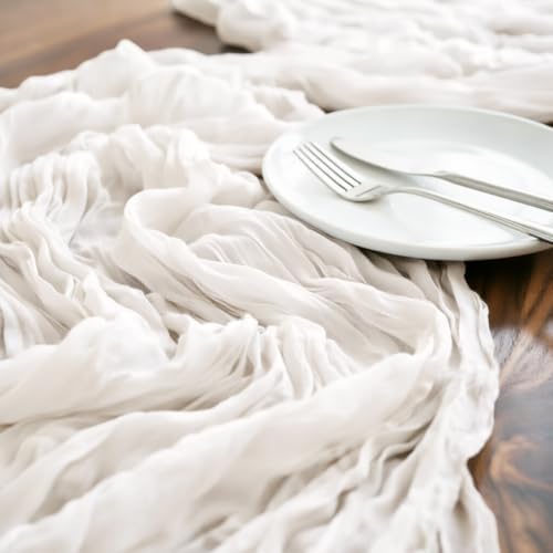 Ivory Cheesecloth Table Runner Fall Boho Wedding Birthday Home Decor