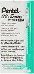 Pentel Clic Eraser Grip, Retractable Eraser, Light Green Barrel, Box of 12 (ZE22K)