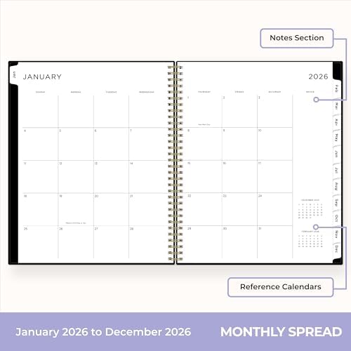 Blue Sky 2026 Weekly & Monthly Planner Calendar, 8.5"x11", Sweetheart Black