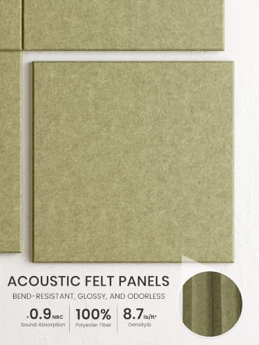 Bumusty 48"x 36" Large Felt Bulletin Board Tiles, Olive Green