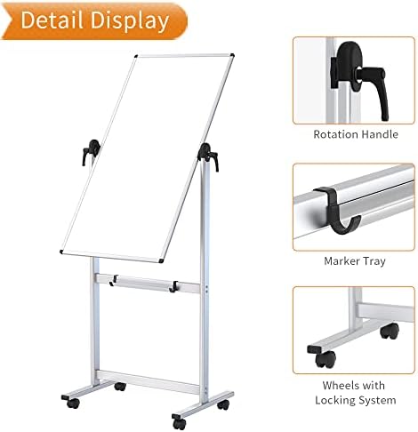 VIZ-PRO Double-Sided Magnetic Mobile Whiteboard, 48" x 24"