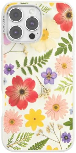 PopSockets iPhone 16 Pro Max Phone Case w/MagSafe Grip- Wild Blooms | Magnetic, Wireless Charging, Camera & Drop Protection, Western, Boho, Aesthetic, Flower, Floral