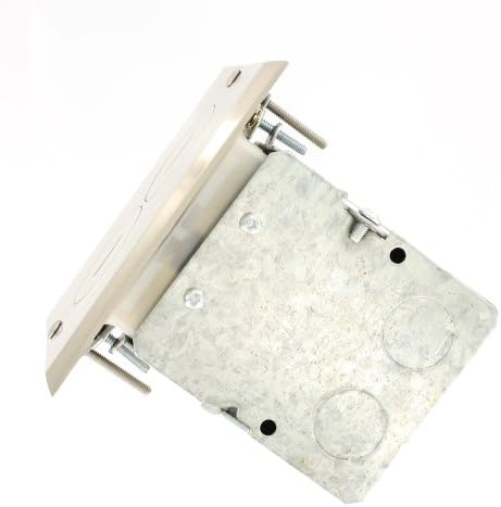 Leviton Floor Box Assembly, Brass with Brushed Nickel Finish Floor Plate, 25249-SBA