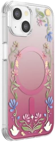 PopSockets iPhone 13 Phone Case with MagSafe, Wireless Charging Compatible, Disney - Boho Wildflowers Maroon