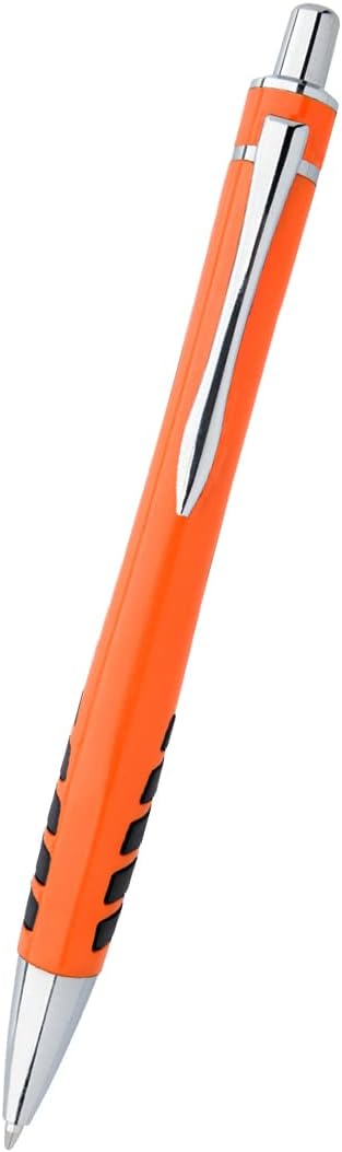 ExpressDesigns™ - Your Name or Imprint on our Custom Printed Addison Ballpoint Pen - Rubber Grip For Writing Comfort And Control, black ink, medium point - 12 Pack (Orange)