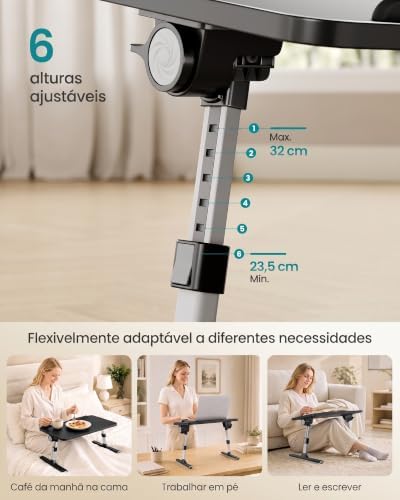 SONGMICS Laptop Bed Desk, Adjustable Lap Desk for Bed with 6 Heights