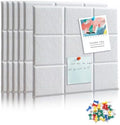 6 Packs White Cork Board Felt Board Tiles, Bulletin Board 12"X12" with 30 Push Pins, Felt Board for Home Kitchen Office Decor, Self-Adhesive Corkboard Tiles for Walls School Message Display Board