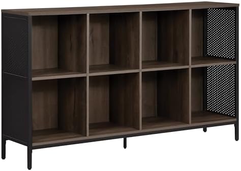 OSP Home Furnishings Ace Contemporary Modern Storage Bookcase with Shelves, 2- Shelves, 8 Cubes, Ozark Ash Finish