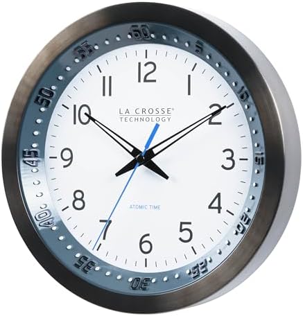 La Crosse Technology Atomic Wall Clock, Metal, 10" (404-54667)