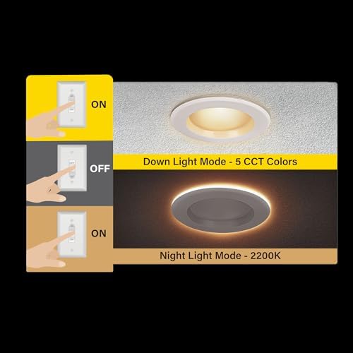 Feit Electric 6in LED Canless Recessed Downlight, 85W Eq, Slim, Night Light