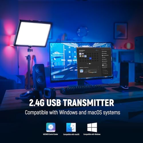 NEEWER 15.5" LED Streaming Key Light, Clamp on Desk Panel Video Lighting for Gaming Recording Zoom Call, CRI97+, 2.4G PC/Mac iOS/Android APP Control, Compatible with Elgato Stream Deck, GL1 PRO Black