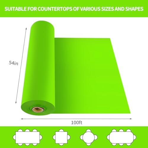 CXPSINC 54 Inch X 100 Feet Plastic Table Cover Roll Disposable Tablecloth with Slide Cutter for All Type/Shape Tables | Party, Banquet, Birthdays, Weddings(Lime Green, 100 Feet)