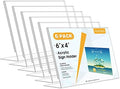 MaxGear Acrylic Sign Holder 4 x 6 Inches 6 Pack, Horizontal L Shape