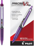 PILOT Precise V5 RT Refillable Rollerball Pens, Purple, Pack of 12