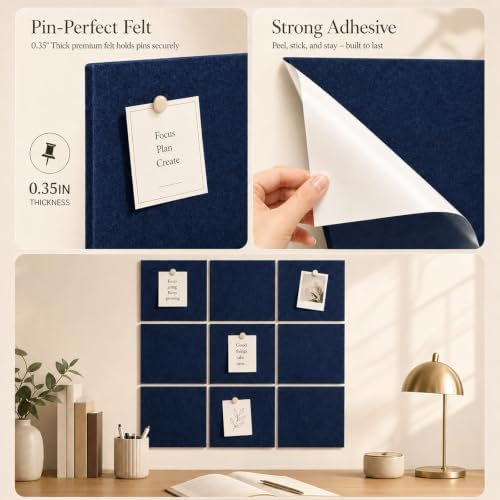 Felt Bulletin Board Tiles, Large Cork Board Alternative,24 x 36 in