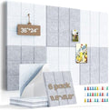 Large Felt Board Tiles for Wall with 30 Push Pins, 11.8"x11.8" Pack of 6 Pin Board Notice Boards for Home Office Kitchen, Bulletin Board Wall Tiles for Photos Memos (Grey+White, 6 Pack)
