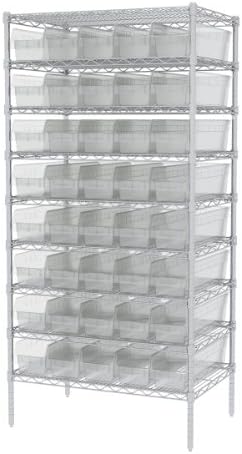 Akro-Mils 30094 Plastic Nesting ShelfMax Storage Bin Box, (24-Inch x 6-Inch x 6-Inch), Clear, (10-Pack)