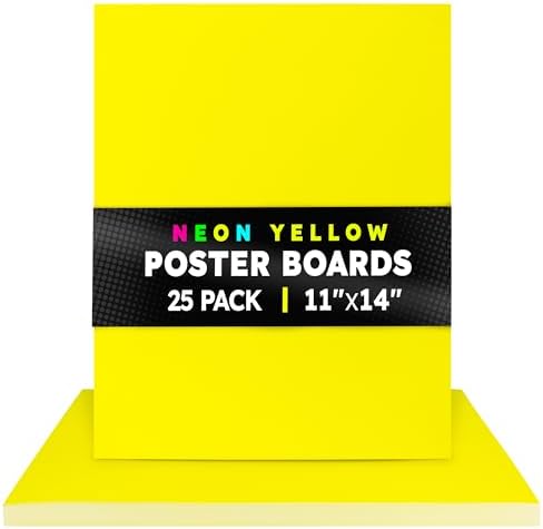Hygloss Poster Board 11 x 14, 25 Pack Neon Yellow, Colored Posterboard