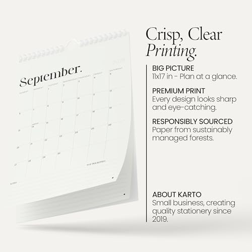 Karto Wall Calendar 2026-2027 11x17 in - New Beige