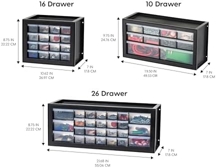 IRIS USA 26-Drawer Teacher Toolbox, 2 Pack, Craft Storage Drawers, Black