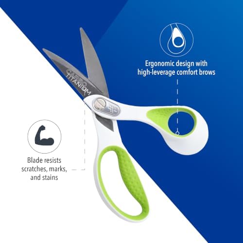 Westcott Heavy Duty CarboTitanium-Bonded 8" Bent Scissors - Durable Fabric Scissors, Ergonomic Comfort, Ideal for Crafting & Cutting Tasks