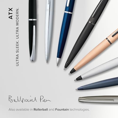 Cross ATX Translucent Blue Lacquer Ballpoint Pen, Medium Point, Black Ink