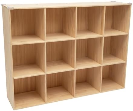 12 Cube Storage Organizer - Solid Wood Bookshelf - Cube Shelf - Vertical or Horizontal Bookcase - Open Book Shelf - Easy Assembly for Bedroom, Living Room, Office