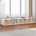 Lateral Filing Lumber Bookshelves Shelves Solid Wood Bookshelf, Floor-standing Storage Rack, Low Bookcase, Cube Storage Unit, Household TV Cabinet, Bay Window Cabinet White 88"L x 9"W x 13"H