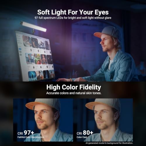 NEEWER Dual Sided RGB LED Streaming Key Light, Smart Desk Lamp Compatible with Alexa Google Assistant for Gaming Video Conference, 16 Million Colors, 2700K-7000K/CRI97+ Studio Tube Lighting, NG01