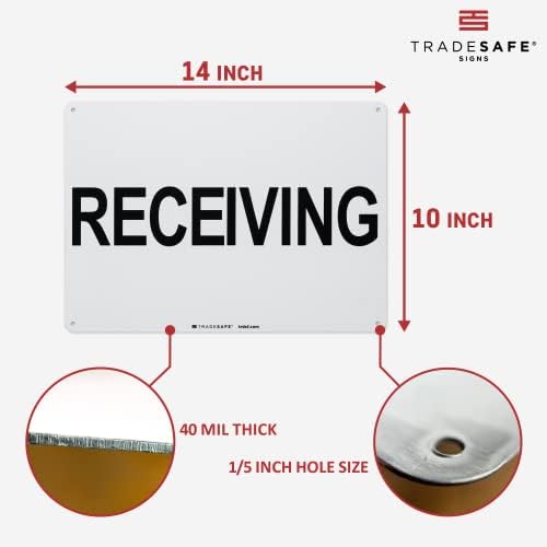 TRADESAFE Receiving Sign - Business Sign, Office Sign, Quick Install Aluminum Safety Sign, Light Reflective, UV-Resistant, Waterproof, 14” X 10” Signs for Business