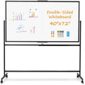 Rolling White Board on Wheels, 72" x 40" Dry Erase Whiteboard Stand Black