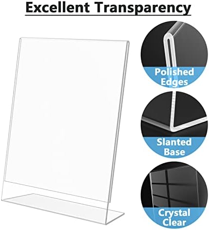 MaxGear Acrylic Sign Holder 5 x 7 Inches 12 Pack, Vertical L Shape