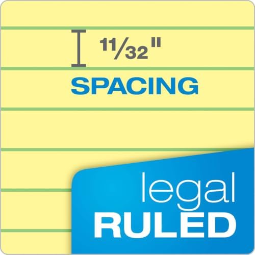 Tops Docket Lined Legal Pads, 8.5 x 11 Notepads, 50 Sheets, 6 Pack, Canary