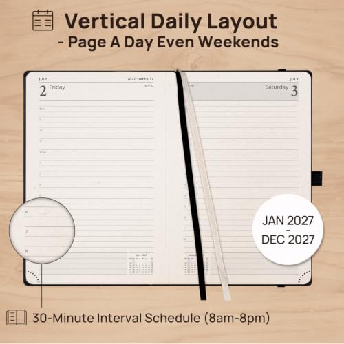 POPRUN 2027 Recycled Daily Planner One Page Per Day, 5.75"x8.5",Day Planner