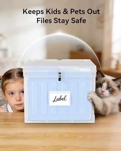 Oterri Lockable Plastic File Box with Lid for Letter-Size | Hanging File Folders Not Included. Clear, Large 2-Pack. Home, Office, Classroom, Dorm, Tax, Under Bed, Filing Cabinet.