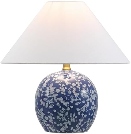 JONATHAN Y Felice Floral Ceramic Globe LED Table Lamp 17.25", Blue/White