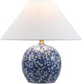 JONATHAN Y Felice Floral Ceramic Globe LED Table Lamp 17.25", Blue/White