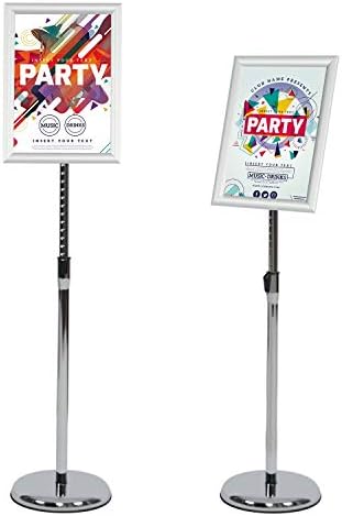 Pedestal Poster Sign Stand, Adjustable Aluminum 8.5 x 11 Floor Standing Sign Holder for Vertical and Horizontal View Sign Displayed, Silver