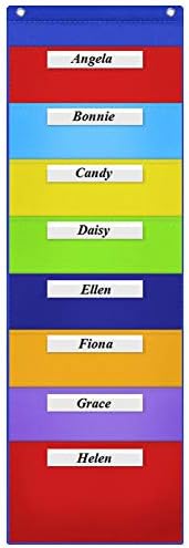 EAMAY Hanging File Folder Organizer, Storage Pocket Chart with 8 Pockets, 2 Hangers Cascading Wall Organizer for Home Bill Filing, Mail Organizer, Wall Mounted File Folders