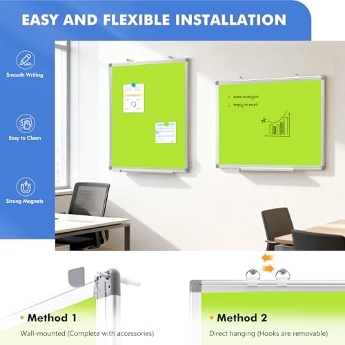 Double-Sided White Board Dry Erase Magnetic Whiteboard Wall 24x18 Green